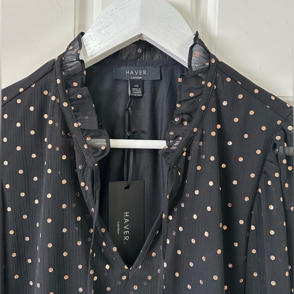 Haver London Rose Gold Polka Dot Blouse | Size Small
